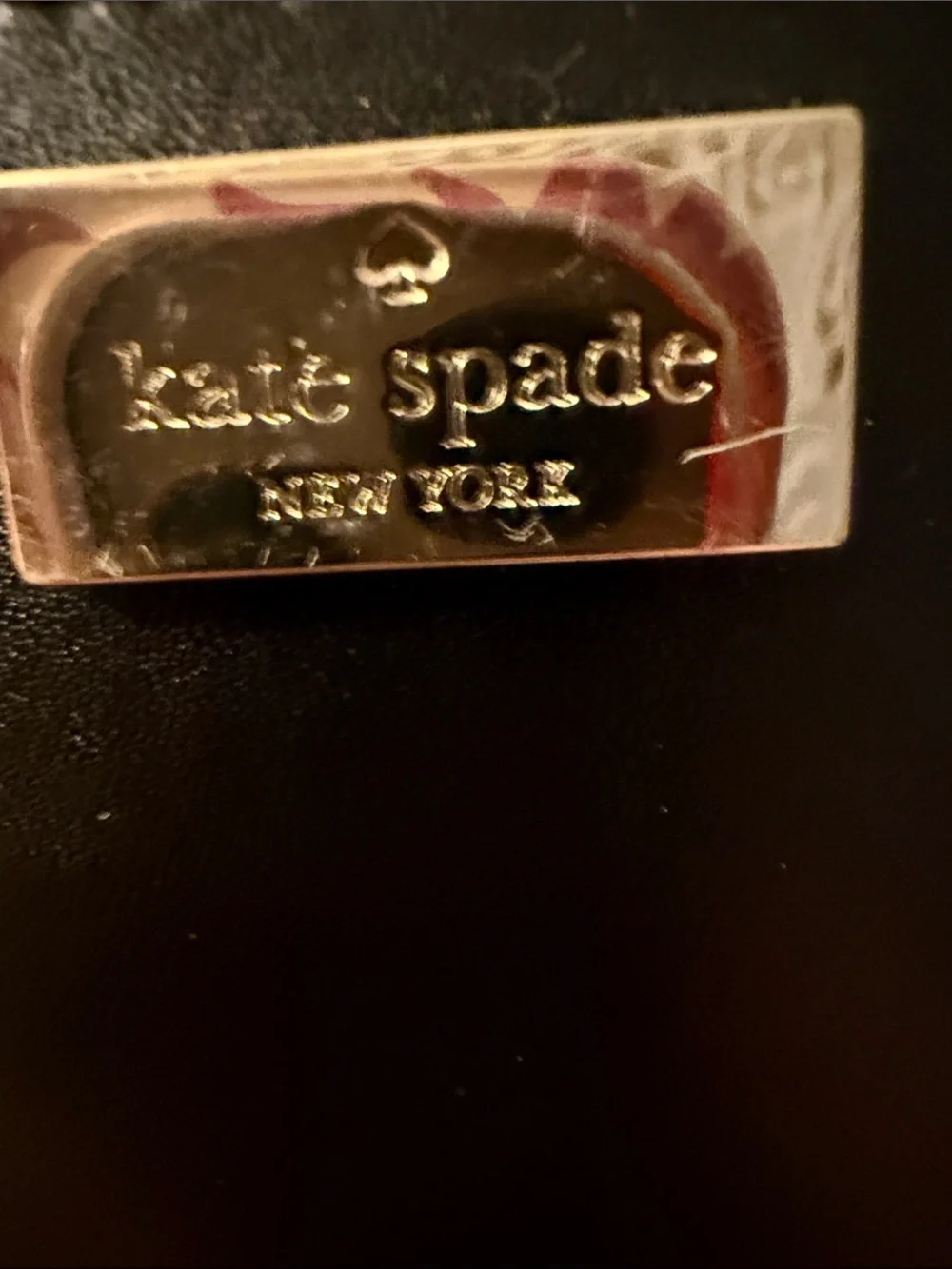 kate spade Black Leather Zip Wristlet with Gold Plaque
